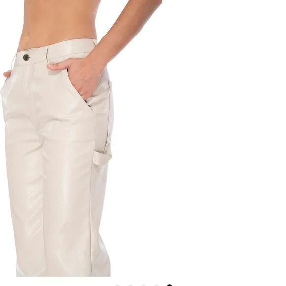 Faux leather low rise pants - Picture 1 of 3